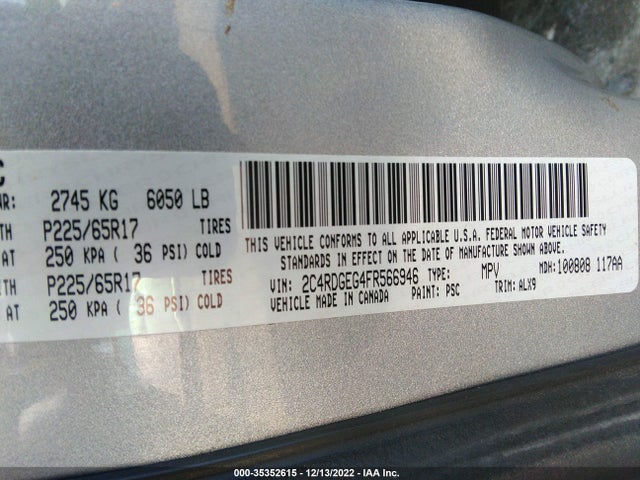 Dodge Grand Caravan R/t 2015 2C4RDGEG4FR566946 Image 9