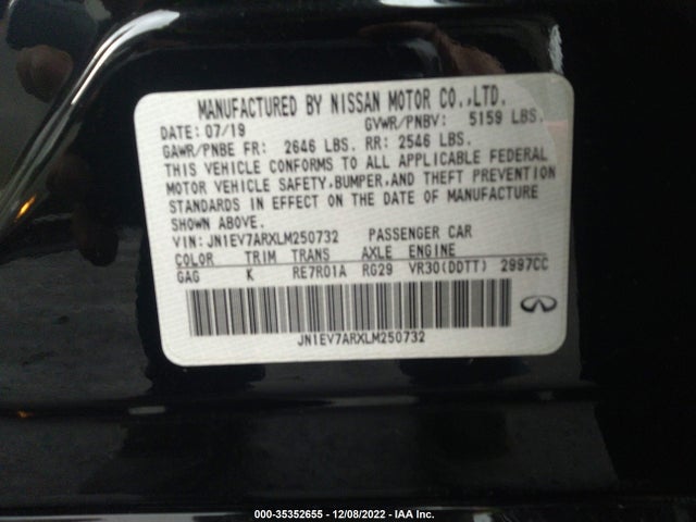 2020 Infiniti Q50, VIN: JN1EV7ARXLM250732