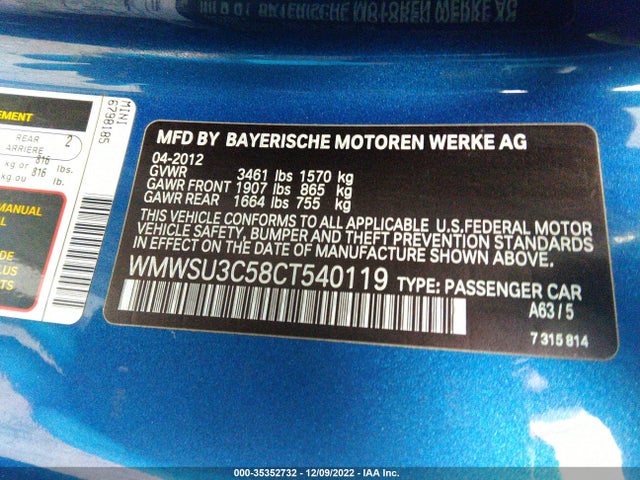 WMWSU3C58CT540119 Mini COOPER HARDTOP