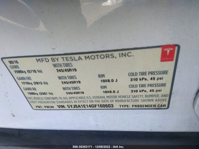 Tesla Model S 70 Kwh 2016 5YJSA1E14GF160603 Image 9