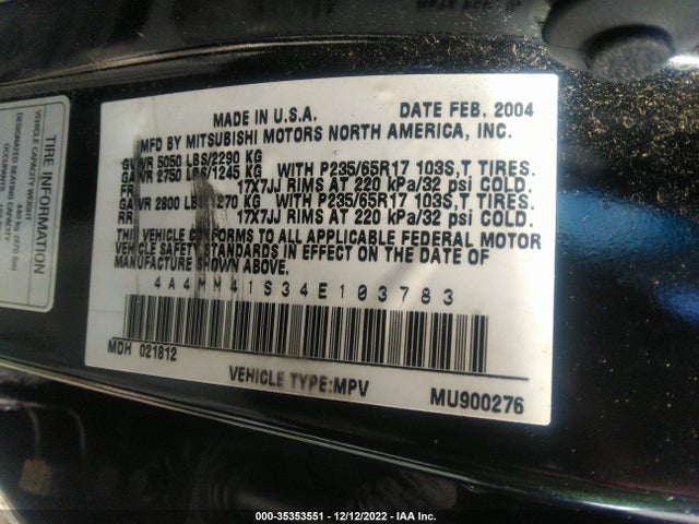 Mitsubishi Endeavor 2004 4A4MM41S34E103783 Image 10