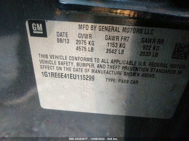 2014 Chevrolet Volt, VIN: 1G1RE6E41EU115299