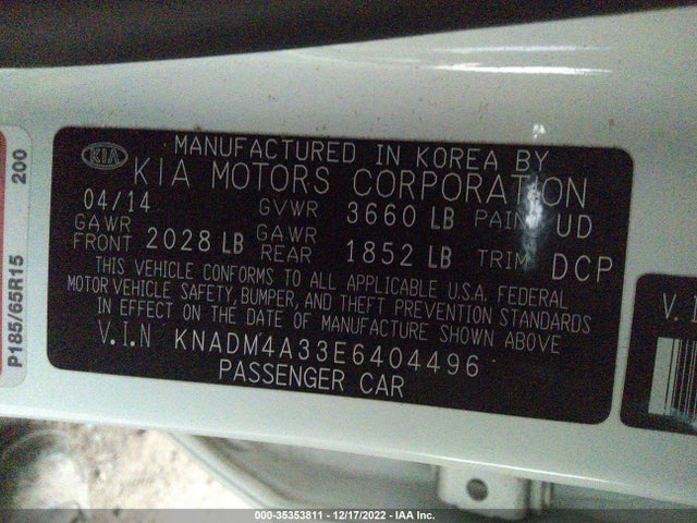 KIA dohc gamma 2014 KNADM4A33E6404496 Image 9