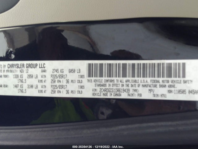 Dodge Grand Caravan Sxt 2013 2C4RDGCG1DR619439 Image 10