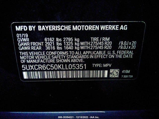 2019 BMW X5, VIN: 5UXCR6C50KLL05351