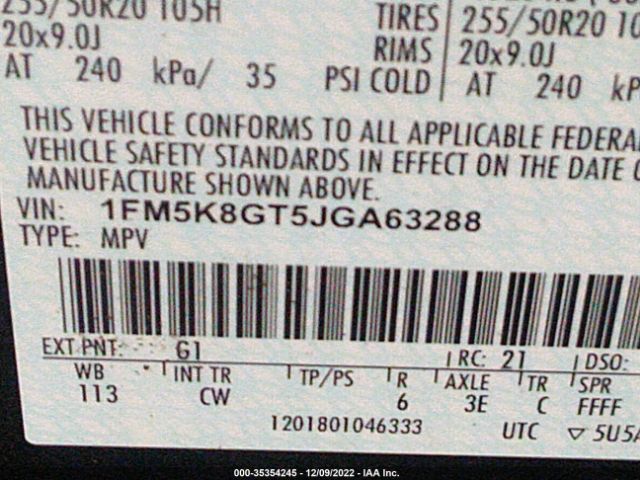 1FM5K8GT5JGA63288 Ford EXPLORER SPORT