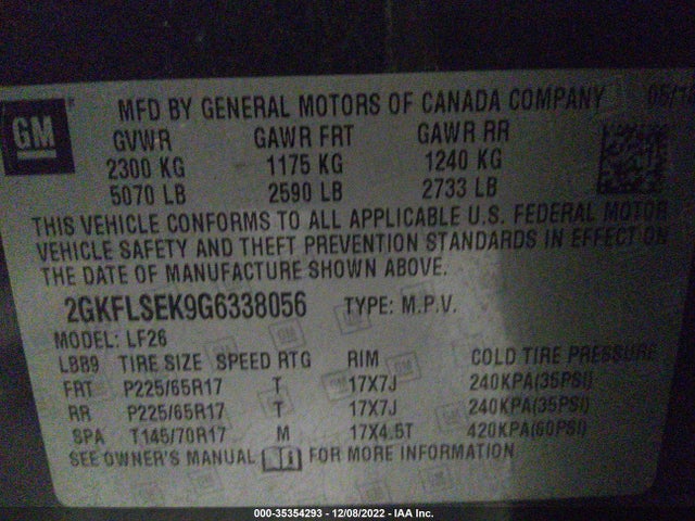 GMC Terrain Sle 2016 2GKFLSEK9G6338056 Image 9