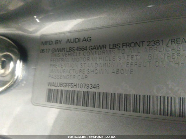 2017 Audi A3, VIN: WAUJ8GFF5H1079346