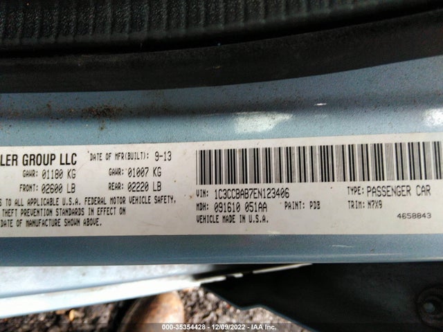 2014 CHRYSLER 200 LX VIN: 1C3CCBAB7EN123406