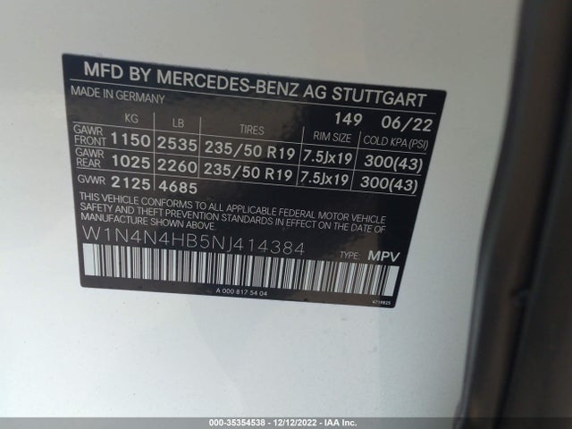 2022 Mercedes-Benz GLA-Class, VIN: W1N4N4HB5NJ414384