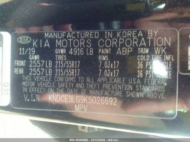KNDCE3LG9K5026692 KIA Niro Ev Ex Premium