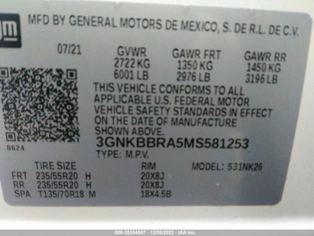 2021 Chevrolet Blazer, VIN: 3GNKBBRA5MS581253