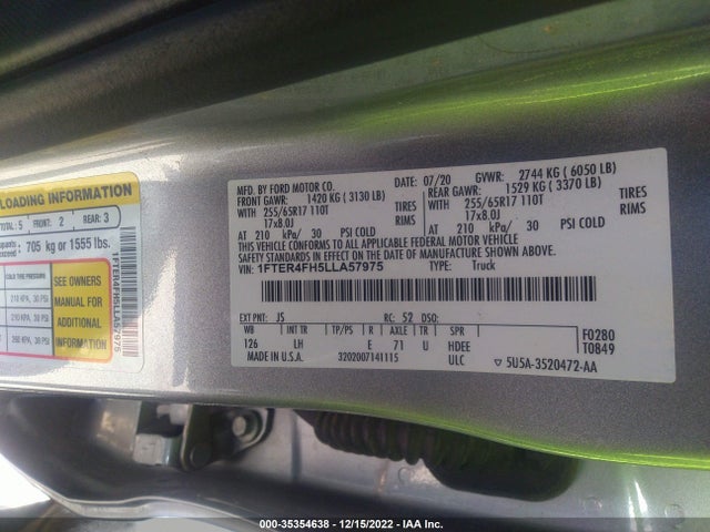 2020 Ford Ranger, VIN: 1FTER4FH5LLA57975