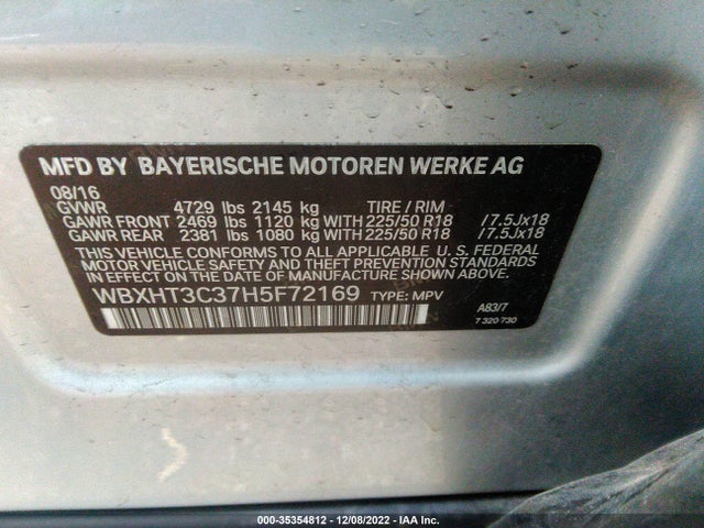 2017 BMW X1, VIN: WBXHT3C37H5F72169