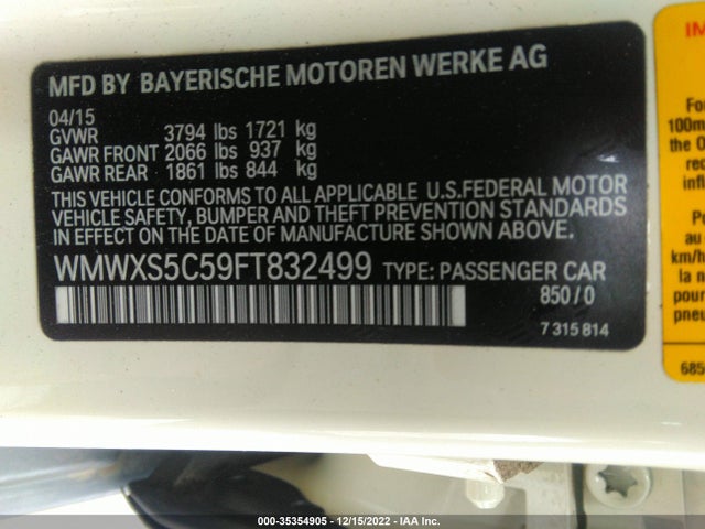 WMWXS5C59FT832499 Mini COOPER HARDTOP 4 DOOR
