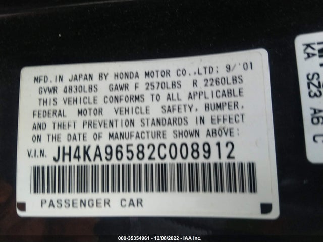 Acura RL 2002 JH4KA96582C008912 Image 10