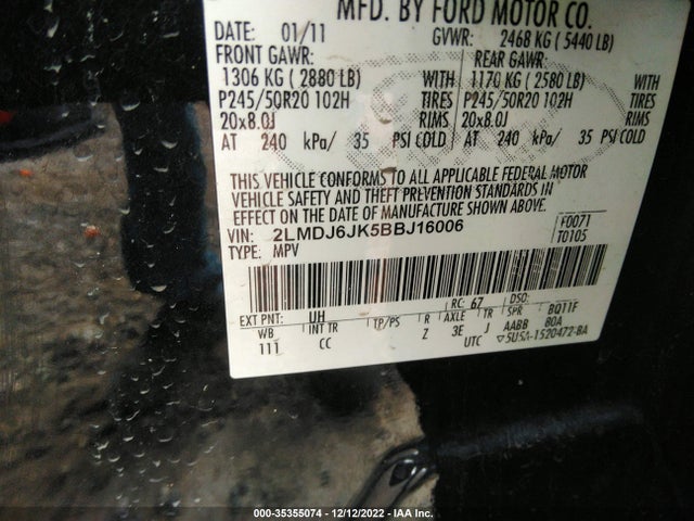 Lincoln MKX 2011 2LMDJ6JK5BBJ16006 Image 11