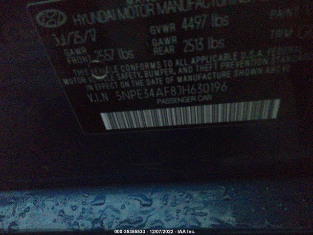 2018 Hyundai Sonata, VIN: 5NPE34AF8JH630196