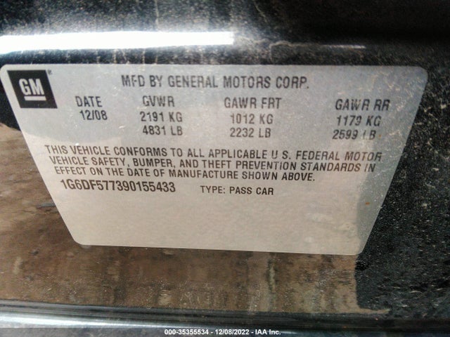 1G6DF577390155433 Cadillac Cts Rwd W/1sa