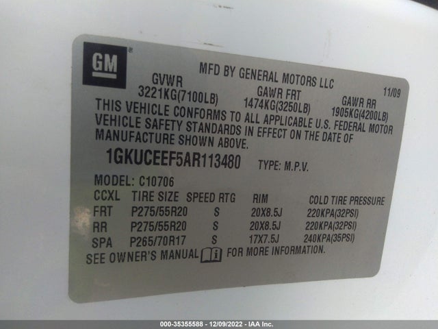 GMC Yukon 2010 1GKUCEEF5AR113480 Image 9