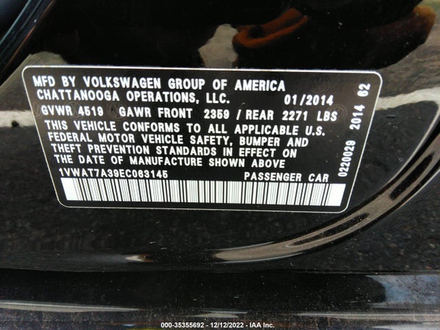 Volkswagen Passat Wolfsburg Ed 2014 1VWAT7A39EC063145 Image 10