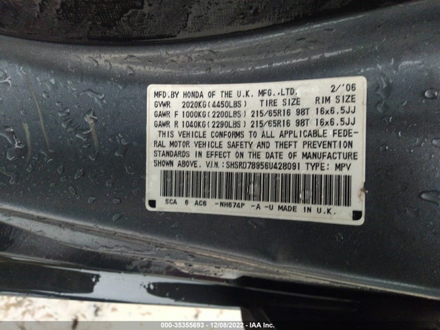 2006 HONDA CR-V EX SE VIN: SHSRD78956U428091