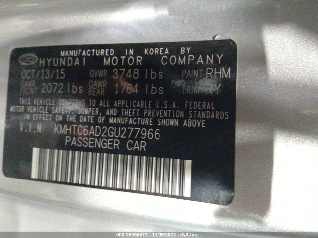 Hyundai VELOSTER 2016 KMHTC6AD2GU277966 Image 10