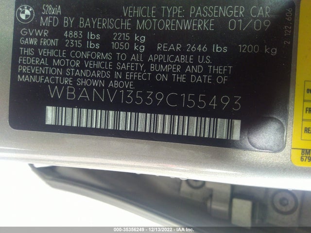 BMW 5 Series 528i Xdrive 2009 WBANV13539C155493 Image 10