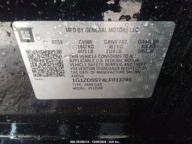 Chevrolet MALIBU LT 2020 1G1ZD5ST4LF013795 Image 14