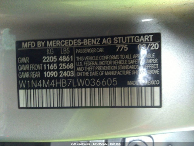 2020 Mercedes-Benz GLB-Class, VIN: W1N4M4HB7LW036605
