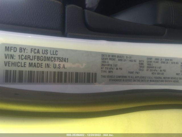 1C4RJFBG0MC675241 Jeep Grand Cherokee Limited