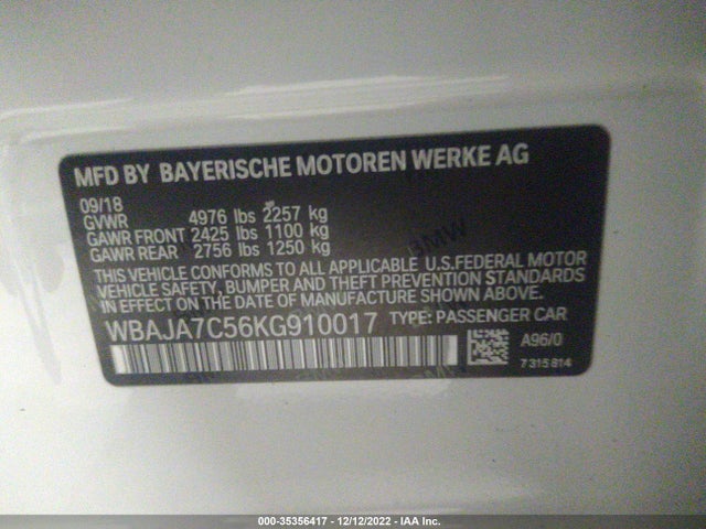 BMW 5 Series 530i Xdrive 2019 аукцион фото
