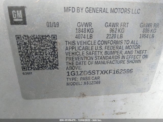 Chevrolet MALIBU LT 2019 1G1ZD5STXKF162596 Image 10