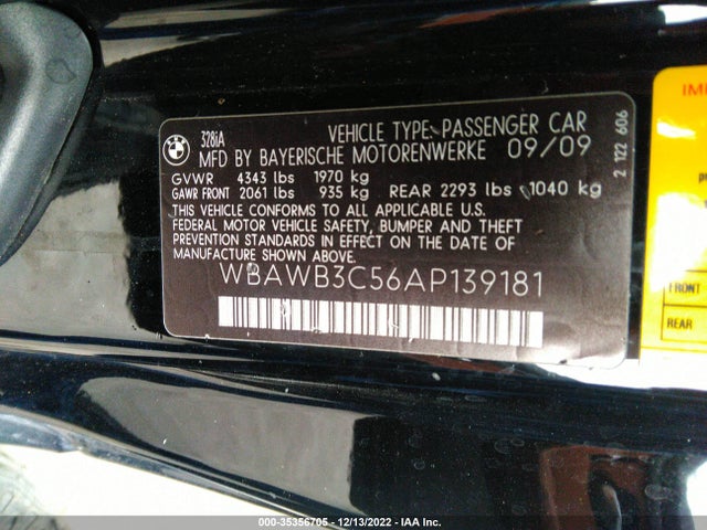 BMW 3 Series 328i 2010 WBAWB3C56AP139181 Image 9