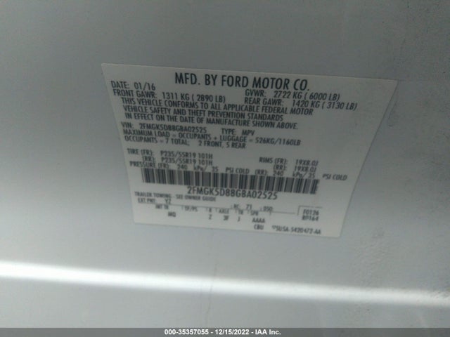 2016 Ford Flex, VIN: 2FMGK5D88GBA02525