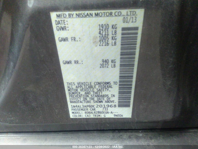 2013 NISSAN ALTIMA 2.5 S VIN: 1N4AL3AP6DC201968