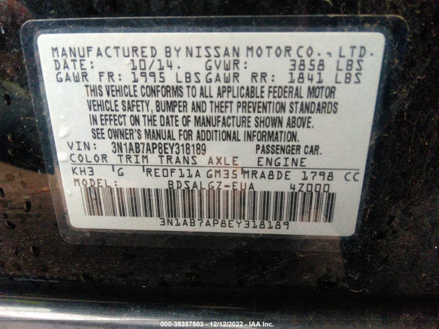 Nissan SENTRA SL 2014 3N1AB7AP8EY318189 Image 11