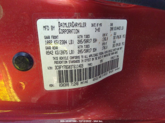 3C8FY78G03T611469 Chrysler Pt Cruiser Gt