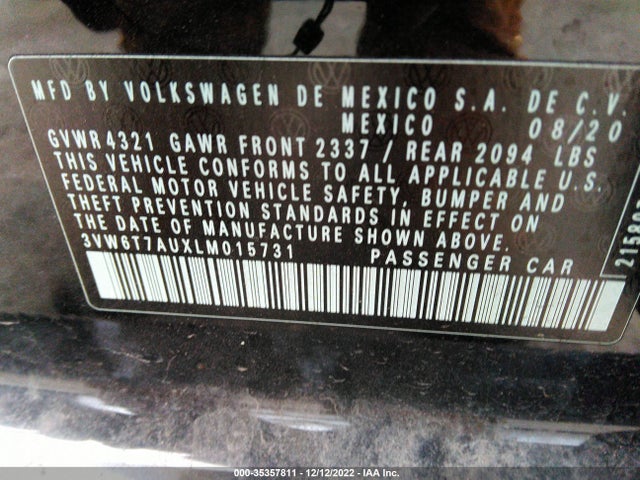 2020 Volkswagen Golf GTI, VIN: 3VW6T7AUXLM015731