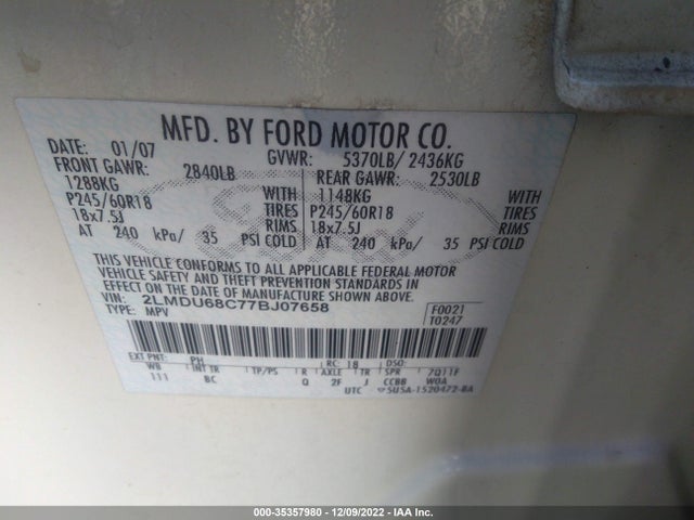 Lincoln MKX 2007 2LMDU68C77BJ07658 Image 14