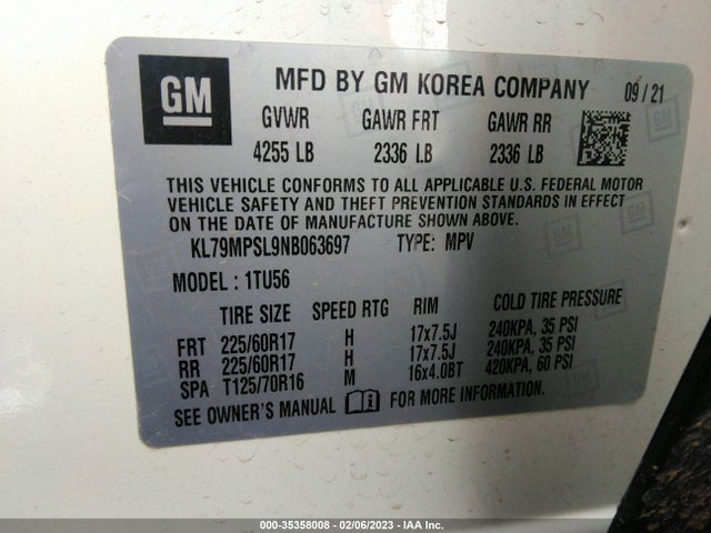 Chevrolet Trailblazer Lt 2022 KL79MPSL9NB063697 Image 9
