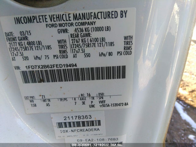 1FD7X2B62FED19494 Ford Super Duty F-250 Srw Xlt/xl