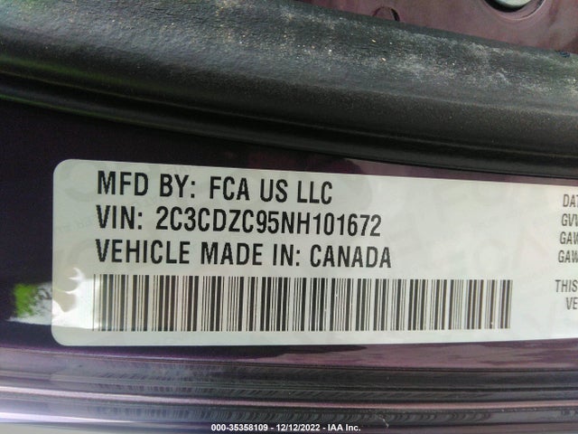 2022 Dodge Challenger, VIN: 2C3CDZC95NH101672