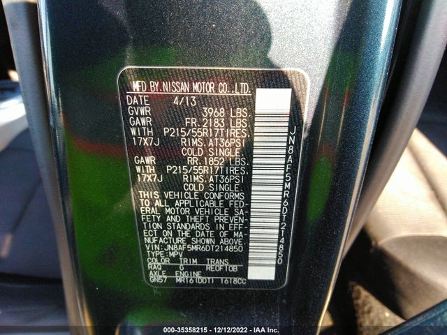2013 NISSAN JUKE S VIN: JN8AF5MR6DT214850