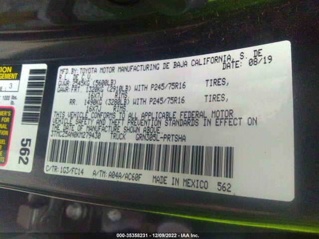 2019 Toyota Tacoma, VIN: 3TMCZ5AN0KM279430
