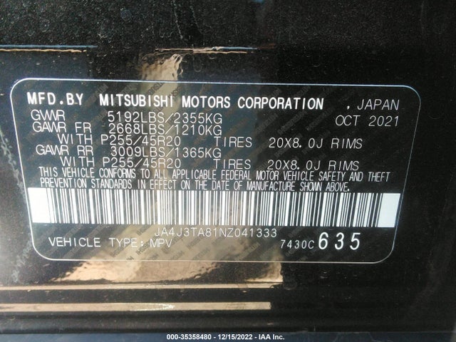 JA4J3TA81NZ041333 Mitsubishi Outlander Es