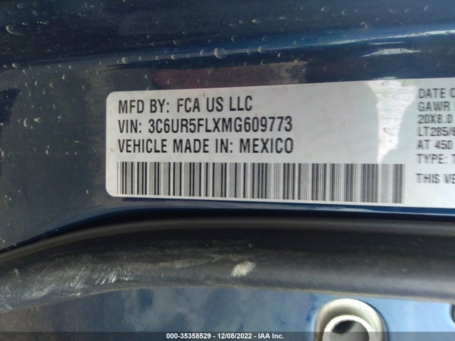 2021 RAM 2500 LARAMIE VIN: 3C6UR5FLXMG609773