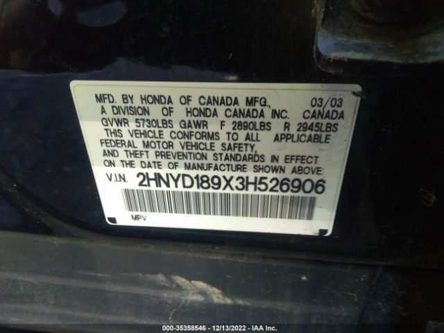 2HNYD189X3H526906 Acura Mdx Touring Pkg Res