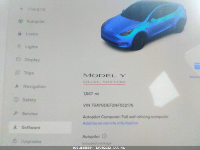 Tesla Model Y Performance 2022 7SAYGDEF2NF552176 Image 8