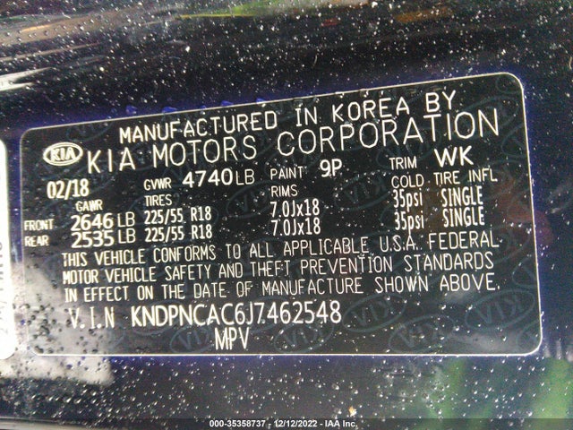 2018 Kia Sportage, VIN: KNDPNCAC6J7462548